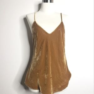 Crushed Velvet Reformation Tank Camisole - Golden Tan size Small